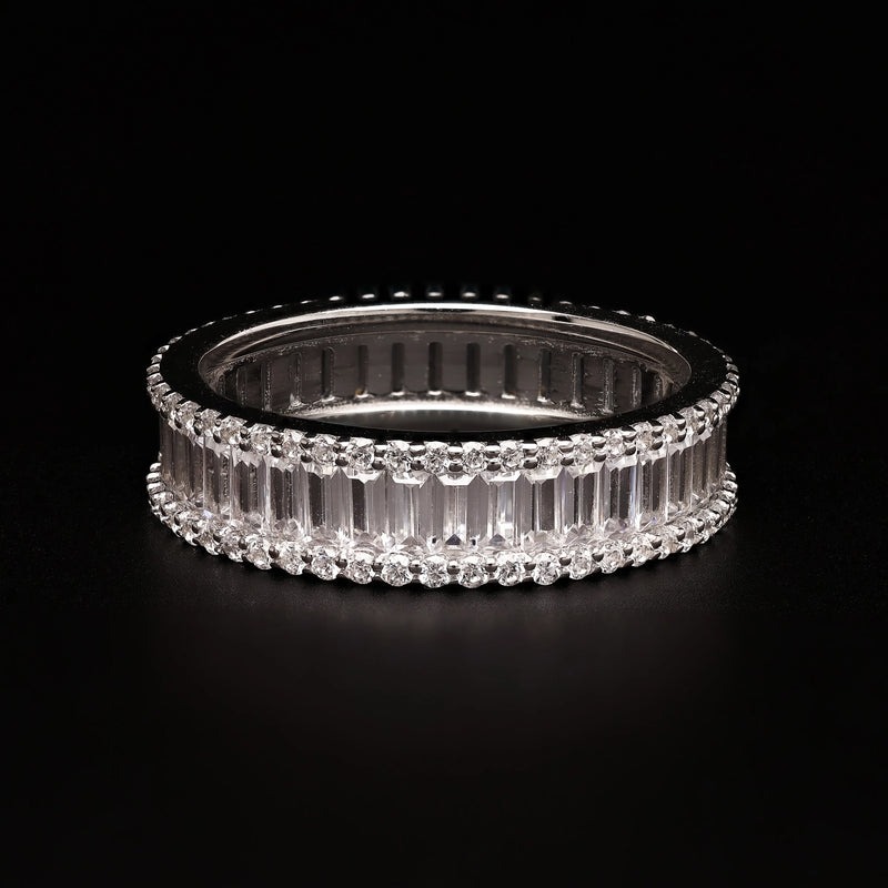 Triple Row Radiance – Baguette & Round Eternity Band - WooFora