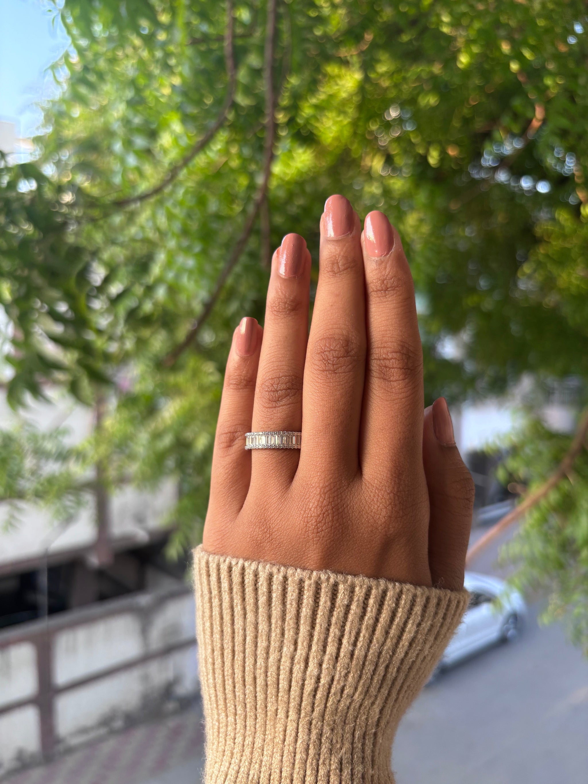 Triple Row Radiance – Baguette & Round Eternity Band - WooFora